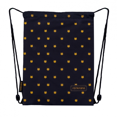 Чанта за спортен екип, Astra, Пухкаво черно коте, AD1, 44 × 33 см