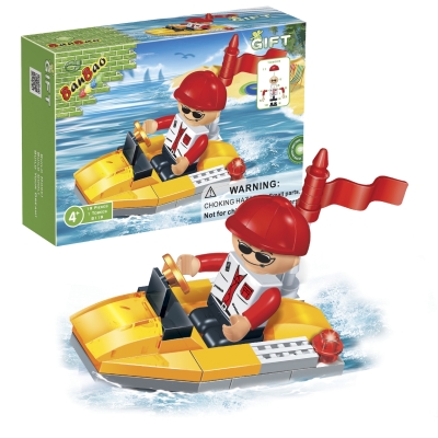 Конструктор, BanBao, Лодка, Жълта, 19 части