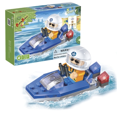 Конструктор, BanBao, Лодка, синя, 19 части