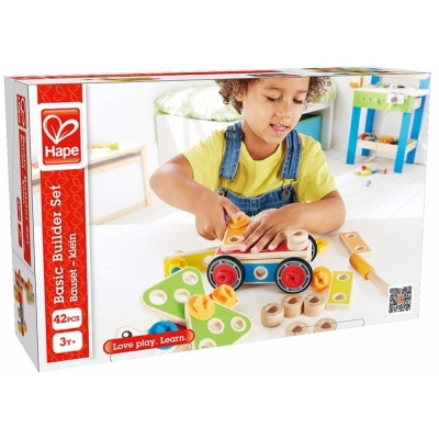 Дървен конструктор, Hape, Основен комплект, 42 части
