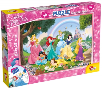 Пъзел, Lisciani, Disney Princess, Принцеси, Двулицев пъзел 24 части