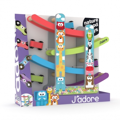 Комплект дървена цветна състезателна писта, J′adore, 5 части