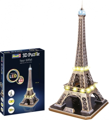 3D Пъзел, Revell, Айфелова кула с LED осветление, 84 части