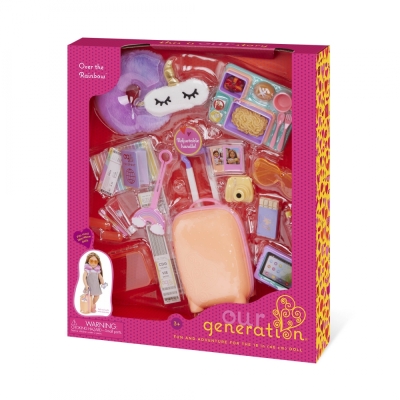 Комплект, Battat, Our Generation, Куфар за пътуване с аксесоари, Оранжев