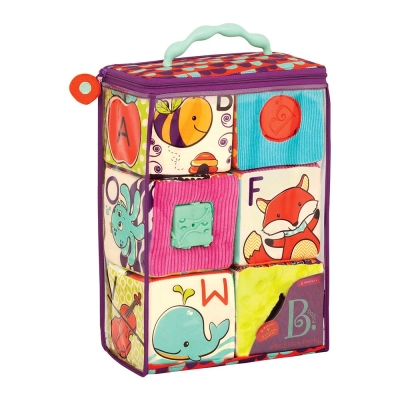 Комплект образователни кубчета, Battat, Текстилни кубчета с форми