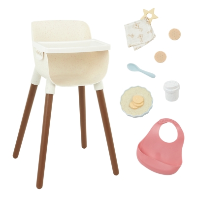 Комплект аксесоари за кукла, Battat, Lulla Baby, Столче за хранене, 14 части