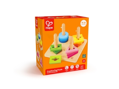 Дървен комплект, Hape, Пъзел с фигури за нанизване