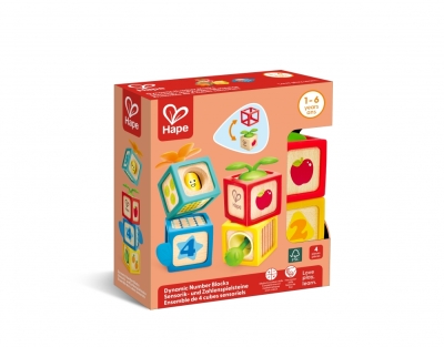 Комплект сензорни кубчета, Hape, Числа, 4 части
