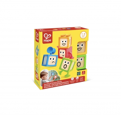 Комплект сензорни кубчета с вендуза, Hape, 4 части