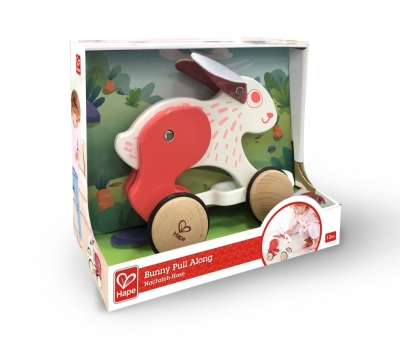 Дървена играчка за дърпане, Hape, Заек, 24 x 11 x 20 см