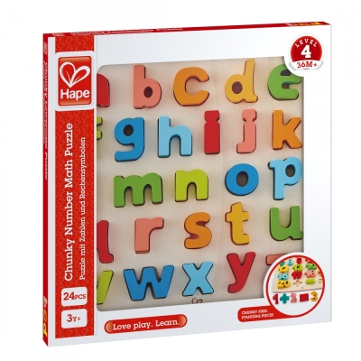 Дървен пъзел, Hape, Азбука малки букви, 24 части