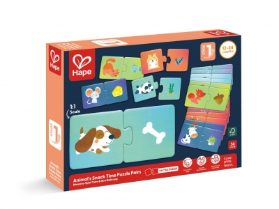 Детски образователен пъзел, Hape, С какво се хранят животните, 36 части