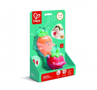 Пръскаща играчка за баня, Hape, Домат и морков, 2 части