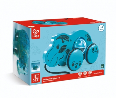 Дървена играчка за дърпане, Hape, The Met, Хипопотам Уилям