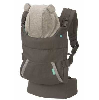 Ергономично кенгуру с качулка, Infantino, 2 в 1, Сиво, от 5.4 до 18 кг.