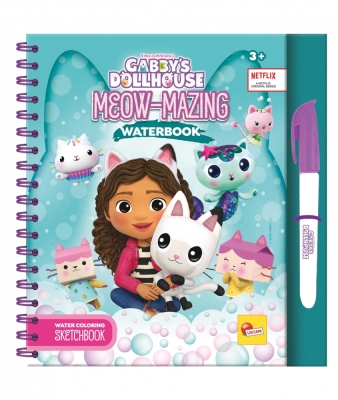 Творчески комплект, Lisciani, Gabby&prime;s Dollhouse, Книжка за оцветяване с вода, Meow-Mazing