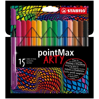 Комплект флумастери, Stabilo, pointMax Arty, 15 цвята