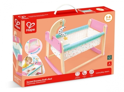 Дървено Люлеещо се легло за кукли, Hape, 4 части