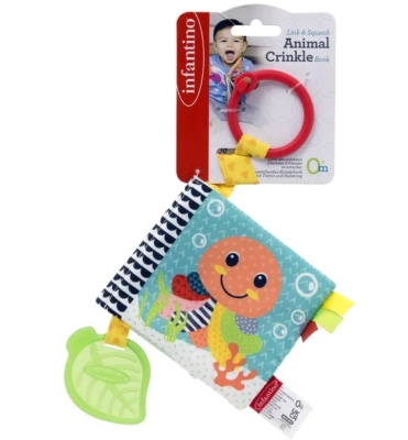 Бебешка книжка, Infantino, С шумолящи страници и гризалка, Животни