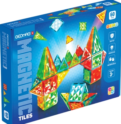 Магнитен конструктор, Geomag, Разноцветни плочки, 60 части
