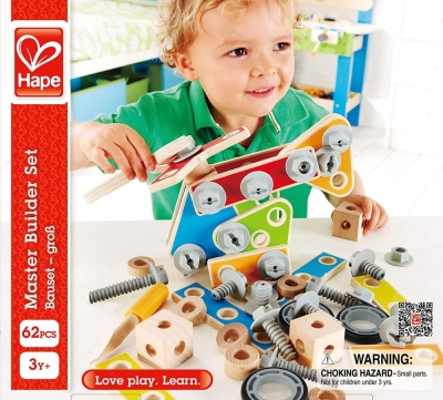 Дървен конструктор, Hape, Майстор строител, 62 части