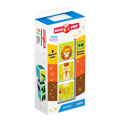 Магнитен конструктор, Geomag, Magicube, Животни в Саваната, 3 части