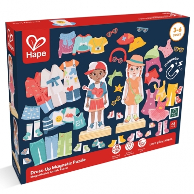 Образователен магнитен пъзел, Hape, Мода, 62 части
