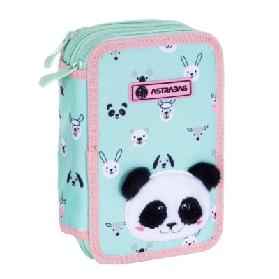 Троен несесер, Astra, Панда, С аксесоари, 20.5 х 13 х 6 см