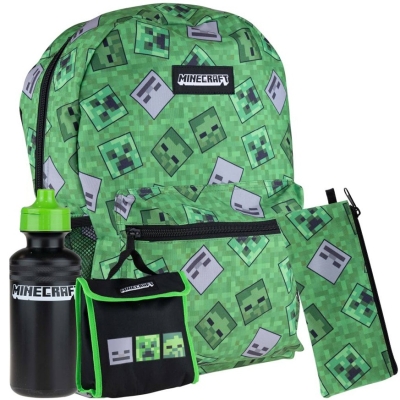 Ученически комплект от 4 части, Astra, MINECRAFT, Creeper Раница и аксесоари