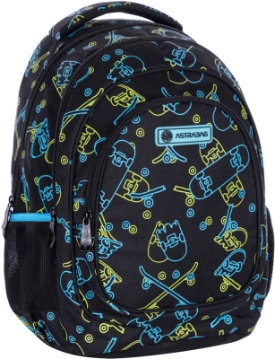 Ученическа раница, Astra, АВ330, Скейтборди с неонов ефект, 39 x 28 x 15 см