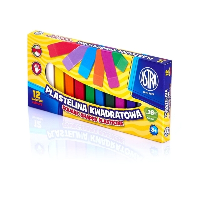 Комплект пластилин, Astra, Квадратен, 12 цвята