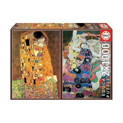 Целувката и Девицата на Густав Климт - арт пъзел 2х1000 части