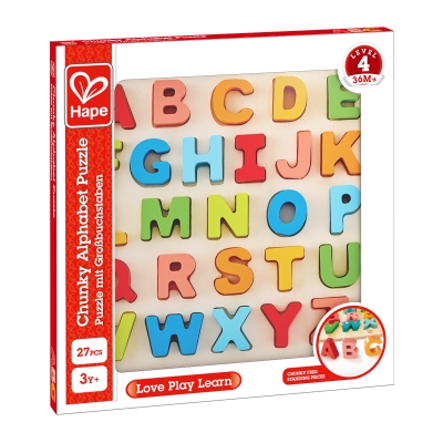 Дървен пъзел, Hape, Азбука главни букви, 27 части