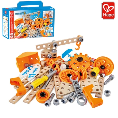 Дървен комплект, Hape, Млад изобретател, Комплект за конструиране делукс