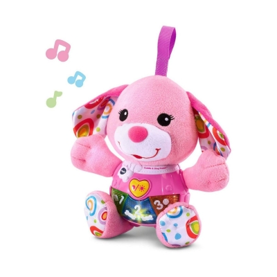 Интерактивна играчка, Vtech, Музикална плюшена играчка, Розово кученце