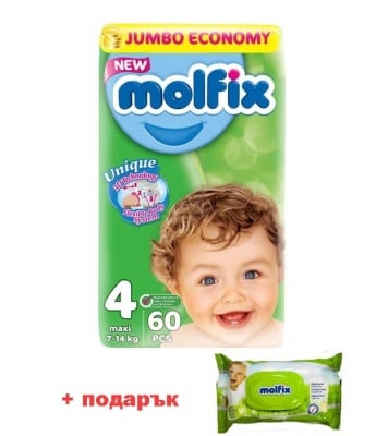 Molfix4 3D 7-14кг 60бр+подарък
