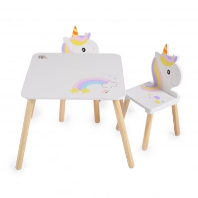 Дървен сет маса с два стола Unicorn