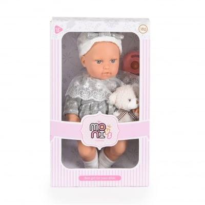 Кукла 30 cm Lovely Baby със сива рокля LS1255-11