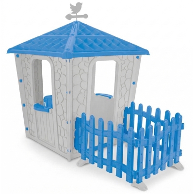 Каменна къща с ограда 06443 сив/син