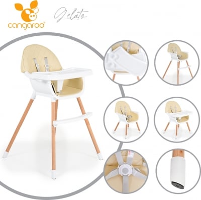Дървен стол за хранене Gelato 2в1