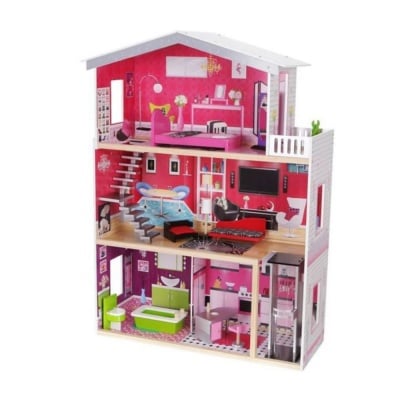 Дървена къща за кукли с обзавеждане и асансьор Isabella 4118