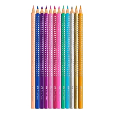 Faber-Castell Цветни моливи Sparkle, в метална розова кутия, 12 цвят