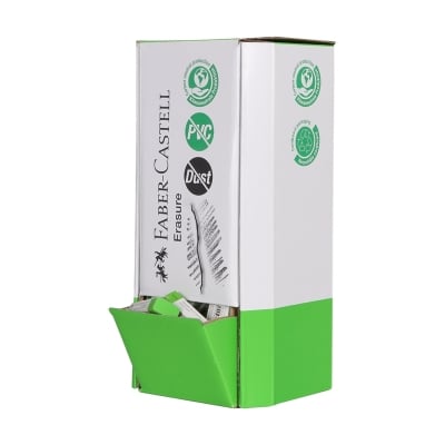 Faber-Castell Гума за молив Dust Free, зелена, 85 броя в дисплей