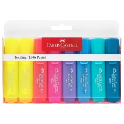 Faber-Castell Текст маркер 1546, 6 пастелни цвята и 2 неоновожълти