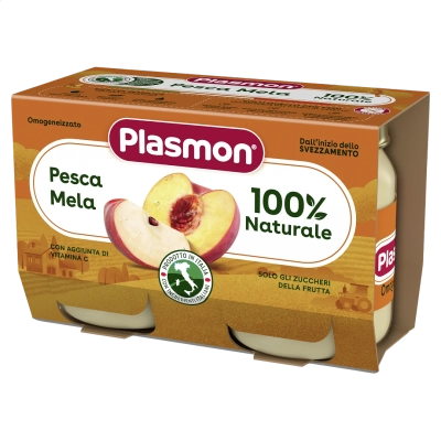 PLASMON Ябълка и праскова 6м. 2х80г