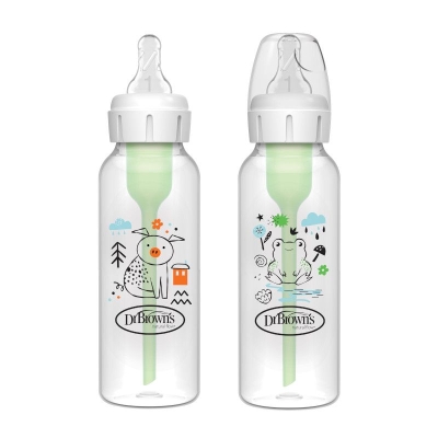 Бебешко шише Dr.Brown's Natural Flow Anti Colic Options+ Narrow, 2 бр., с дизайн