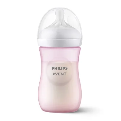 Шише за хранене Natural Response 260 мл с биберон без протичане Natural Response Поток 3, 1м+, Розово, Philips AVENT SCY903/11