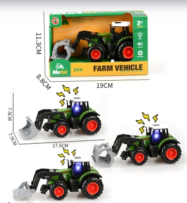 Метален детски трактор със светлини, звуци и подвижен челен товарач Farm Vehicle