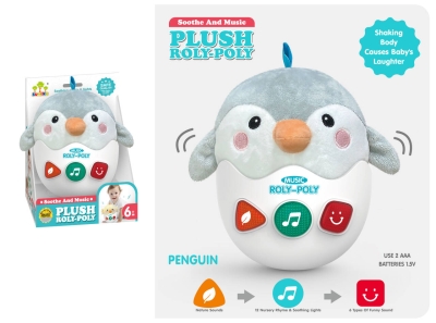 Музикална плюшена играчка "Невалидаж" Пингвинче Plush Roly-Poly със звуци и светлини