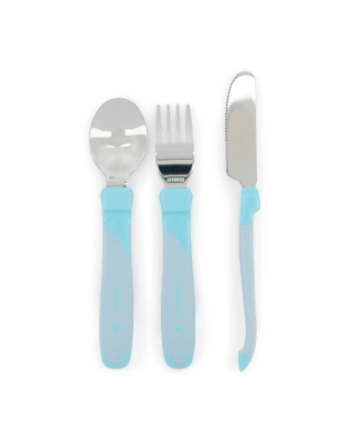 Виличка и лъжичка за хранене Twistshake Неръждаема стомана 12+ м Pastel Blue